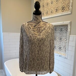 Joie Beige Animal Print Blouse